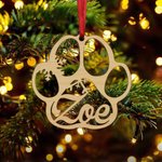 Personalized Dog Cat Paw Horseshoe Christmas Ornament