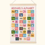 Personalized Classic Winnie the Pooh Alphabet Education Canvas Hanging Poster for Kids