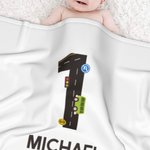 Personalized Vehicles on the Road Baby Blanket with Letter or Number Birthday Gift for Kids