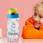 Gourde Isotherme Personnalisée avec Nom en Lettre Animal Bouteille Anti-Fuite Cadeau pour Enfant