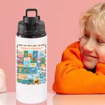 Gepersonaliseerde waterfles met dierenalfabet en naam voor kinderen