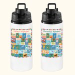 Gepersonaliseerde waterfles met dierenalfabet en naam voor kinderen