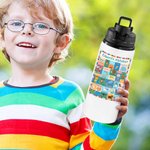 Gepersonaliseerde waterfles met dierenalfabet en naam voor kinderen