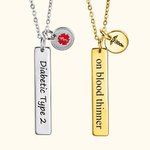 Personalized Engraved Emergency Medical Alert Necklace Gift for Family Friend