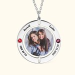 Collier Rond Personnalisé avec Photo Pierres de Naissance et Texte Gravé Cadeau d’Amitié ou d’Anniversaire pour Meilleures Amies et Famille