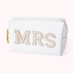 Personalized Letter with Pearls Rhinestones Leather Makeup Bag Cosmetic Bag for Women Girls