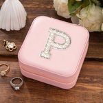 Personalisierte Brief mit Perlen Lederschmuck Box für Frauen Mädchen