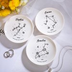 Plateau à Bijoux Personnalisé avec Nom Signe du Zodiaque en Fleur de Naissance Cadeau Anniversaire Fête pour Femme