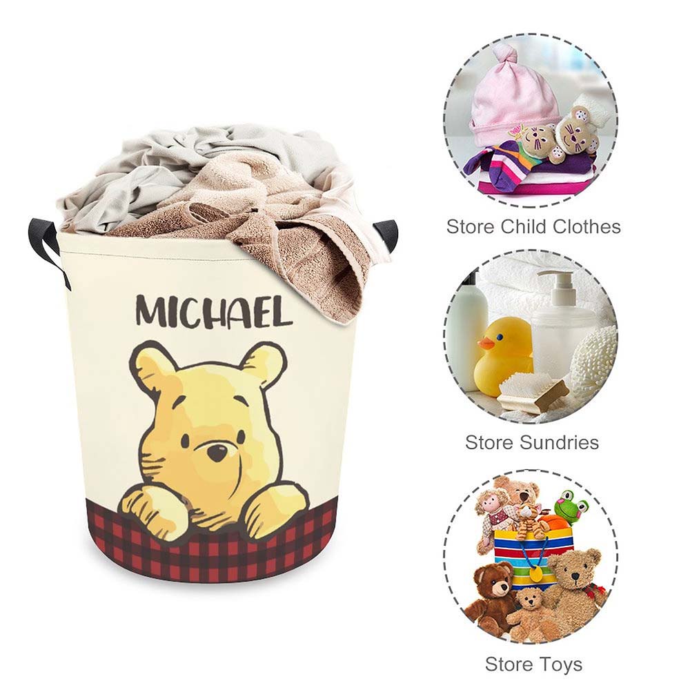 Personalized Winnie the Pooh Collapsible Storage Basket for Laundry