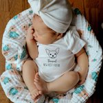 Personalized New Best Friend Baby Onesie with Dog Scarf
