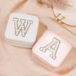 Personalisierte Brief mit Perlen Lederschmuck Box für Frauen Mädchen