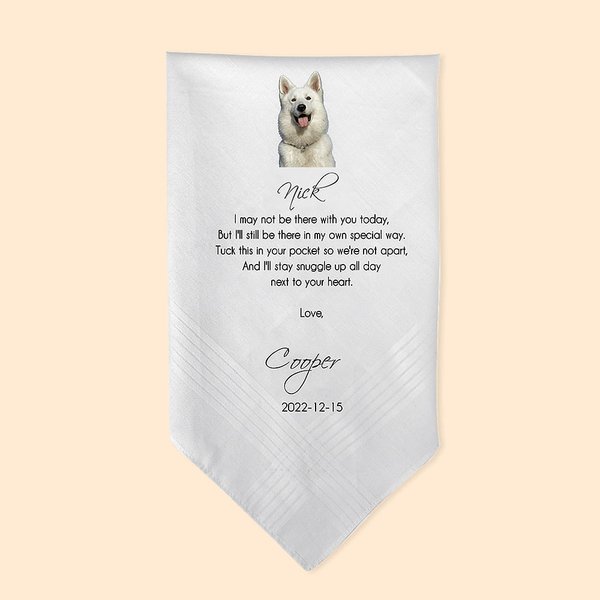 Personalised Wedding Handkerchief From Your Dog Cat Pet Gift for the Groom Bride