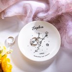 Plateau à Bijoux Personnalisé avec Nom Signe du Zodiaque en Fleur de Naissance Cadeau Anniversaire Fête pour Femme