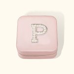 Personalised Letter with Pearls Leather Jewellery Box for Women Girls