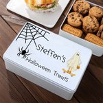 Boîte à Biscuits en Métal Personnalisée avec Titre 1-6 Noms et Fantômes Cadeau Halloween pour Famille Enfant