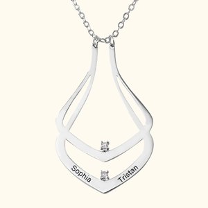 Personalisierte Verlobungsring Halter Birthstones und Name Halskette für Frauen Geschenk