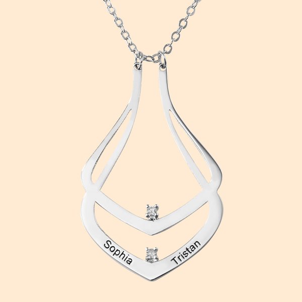 Anello di fidanzamento personalizzato Porta pietre di nascita e collana con nome per le donne regalo