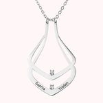 Collier Porte-bague de Fiançailles Personnalisé avec Pierres de Naissance et Nom Cadeau d'Anniversaire pour Femme