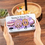 Scatola per biscotti personalizzata in metallo alimentare con personaggi rosa e nome Regalo di compleanno per la famiglia