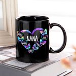 Taza personalizada Mariposa Abuela Diseño Corazón