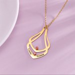 Anillo de compromiso personalizado Titular Piedras de Nacimiento y Nombre Collar para Mujeres Regalo