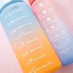 Personlig stor kapacitet gratis motiverande fitness tidsmarkör vattenflaska med gradientnamn och halmhandtag födelsedagspresent för män kvinnor