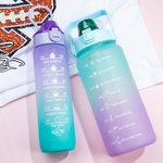 Personlig stor kapacitet gratis motiverande fitness tidsmarkör vattenflaska med gradientnamn och halmhandtag födelsedagspresent för män kvinnor