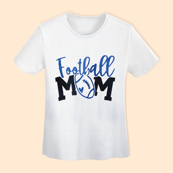 Personalisierte Fußball Mom Shirt Glitter Fußball-Shirt mit Namen und Nummer