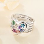 Personalized Grandma's Garden Birthstone Flower Family Ring with Engraved Names Birthday Mother's Day Gift for Grandma Mother