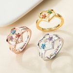 Personalized Grandma's Garden Birthstone Flower Family Ring with Engraved Names Birthday Mother's Day Gift for Grandma Mother