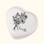 Personalisierte Geburt Blume Blumenstrauß Herzform PU-Leder-Schmuck-Box