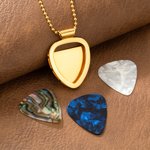 Gepersonaliseerde verwijderbare gitaar plectrum houder hanger ketting met gegraveerde tekst extra 3 gitaar plectrums verjaardagscadeau voor gitaarlief