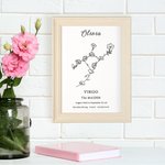 Personalized Birth Flower with Zodiac Sign Floral Frame Home Decor