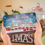 Personalized Christmas Cute Gingerbread Man Character Metal Biscuit Tin