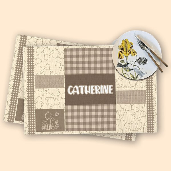 Personalized Classic Winnie The Pooh Non Slip Kids Dinner Placemats