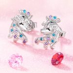 Collier Licorne Fantaisie Personnalisé Clous d'Oreille Bracelet Set de Bijoux à Choix Cadeau pour Fille