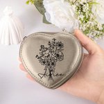 Personalisierte Geburt Blume Blumenstrauß Herzform PU-Leder-Schmuck-Box