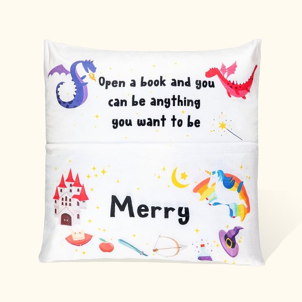 Personalizado Bolsillo de Lectura Almohada Funda de Cojín con Nombre de Niño Decoración de Guardería