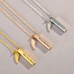 Personalised Engraved Bar Urn Ashes Memorial  Necklace with Text Cremation Jewellery Keepsake Gift for Women Pet Loss