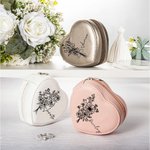 Personalisierte Geburt Blume Blumenstrauß Herzform PU-Leder-Schmuck-Box