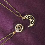 Personalised Sun and Moon Matching Photo Projection Necklaces Gift for Couple Sterling Silver