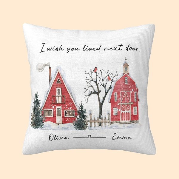 Gepersonaliseerd I Wish You Lived Next Door Kussenhoes Beste Vriend Cadeau