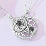 Personalised Sun and Moon Matching Photo Projection Necklaces Gift for Couple Sterling Silver