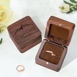 Personalized Wooden Engagement Ring Box Wedding Ring Box with Engraved Name or Date Gift for Wedding Wife Husband Couple