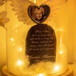 Ornement de bureau personnalisé en forme d'ailes d'ange avec lumières féeriques et plaque de granit gravée Cadeau de sympathie pour la perte d'un être
