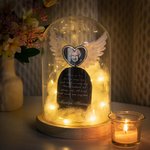 Ornement de bureau personnalisé en forme d'ailes d'ange avec lumières féeriques et plaque de granit gravée Cadeau de sympathie pour la perte d'un être