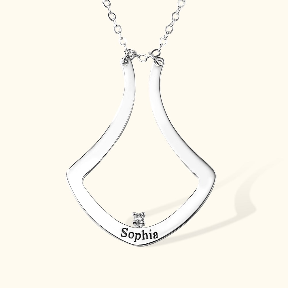 Collana porta anelli personalizzata con pietra di nascita e nome