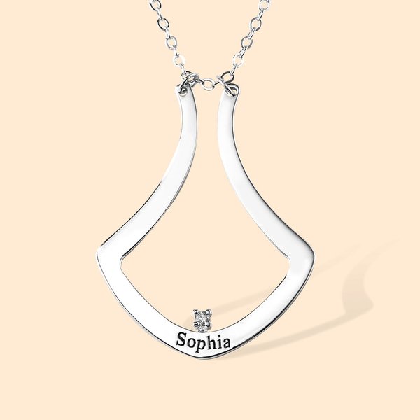 Ring Holder Necklace with Birthstone and Name