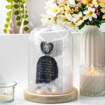 Ornement de bureau personnalisé en forme d'ailes d'ange avec lumières féeriques et plaque de granit gravée Cadeau de sympathie pour la perte d'un être