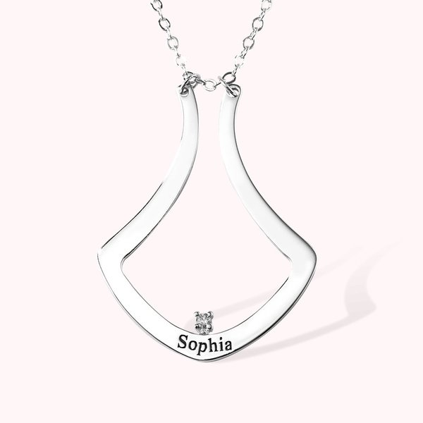 Ring Holder Necklace with Birthstone and Name